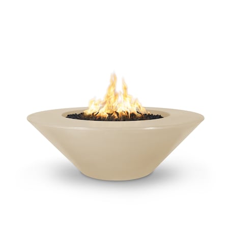 The Outdoor Plus 48 Round Cazo Fire Pit - GFRC Concrete - Vanilla - Match Lit with Flame Sense - Liquid Propane OPT-CZ48FSML-VAN-LP